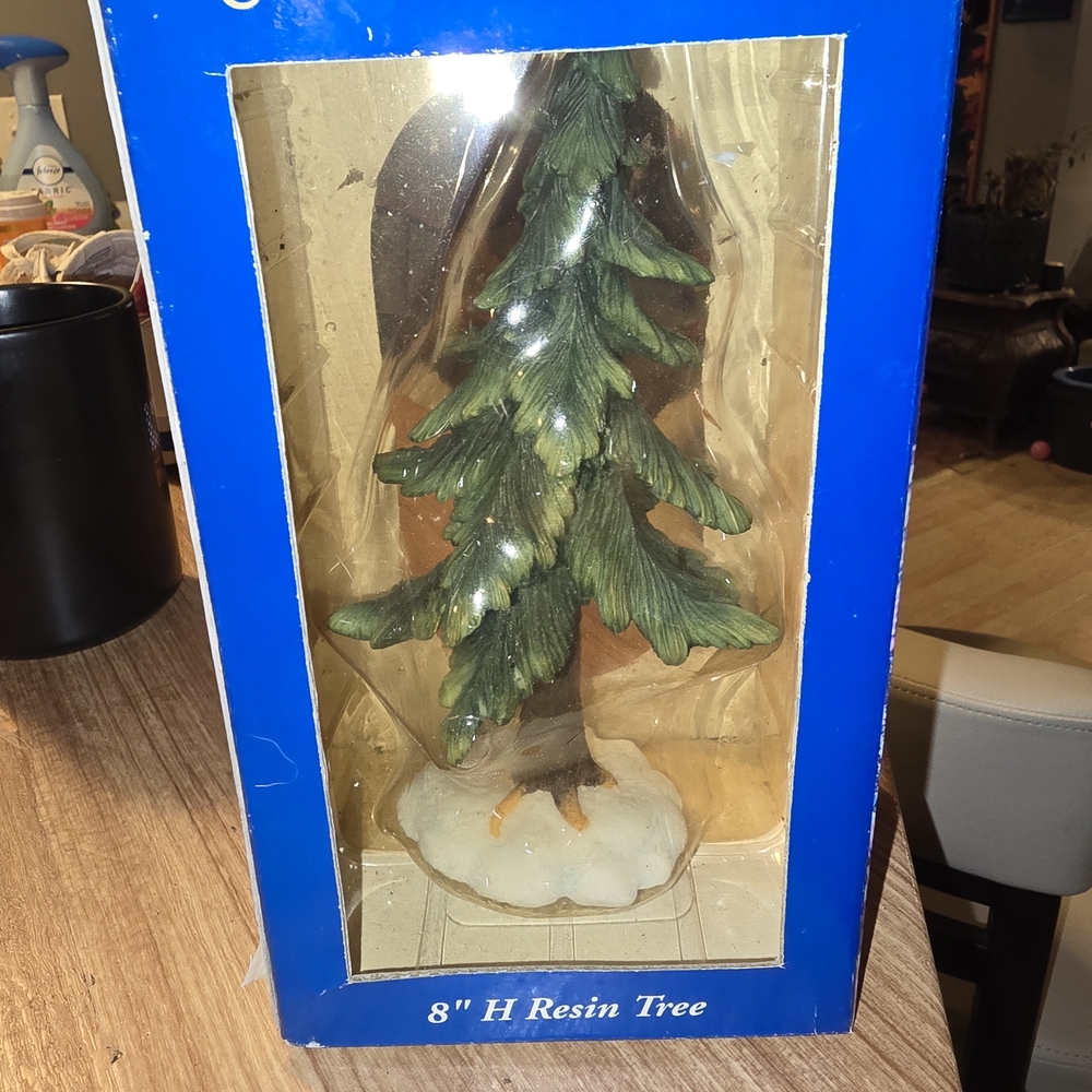 Heartland Valley Village Green Winter Pine Tree 8” Tall Resin